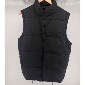 Princess Polly Black Puffer Vest Sleeveless Pockets Drawstring Waist XS S